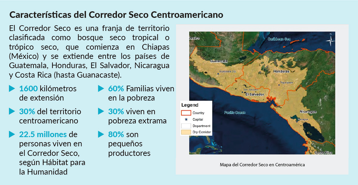 Mapa del Corredor Seco de Centroamérica.